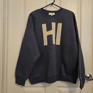 State of Mind Dark Blue Sweater with Cream 'HI'